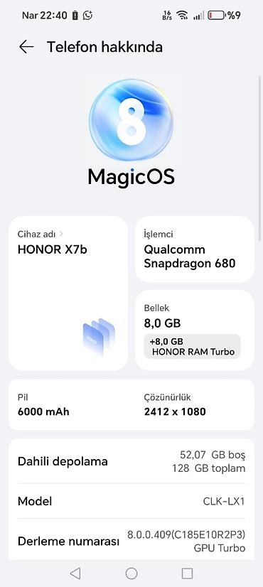 alcatel telefon qiymetleri: Honor X7b, 128 GB, rəng - Boz — 4