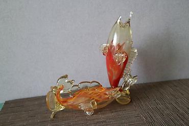 Статуэтки: Винтажные стеклянные рыбки. высота 27 см и 20 см Гутное стекло, СССР — 8