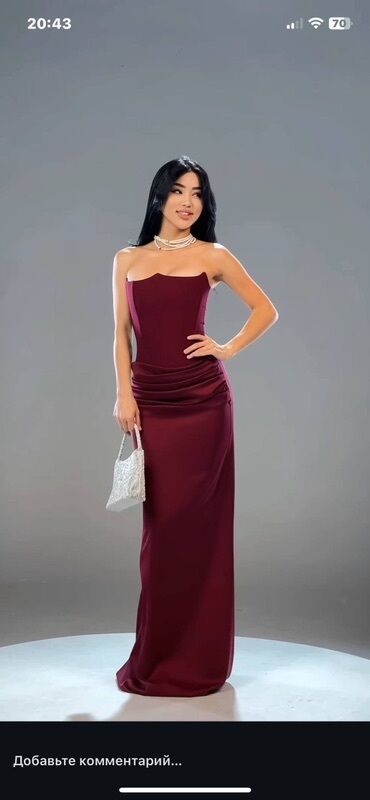шикарное вечернее красное платье: Вечернее платье в пол, цвет бордовый. - Силуэт: приталенный, длина