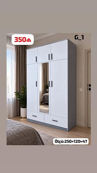 islenmis paltar dolabi: Açar söz: G_1 model geyim dolabı - Rəng: ağ korpus, boz altlıq və — 1