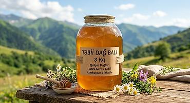 Təbii Dağ BALI – 3 kq - Məhsul: Qafqaz dağlarından toplanmış arı balı — 1