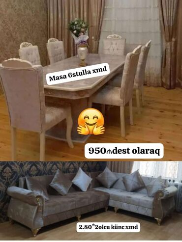 qonaq otağı mebelləri: Künc divan və masa desti yeni