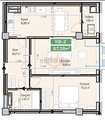 Элитка, 2 комнаты, 67 м²