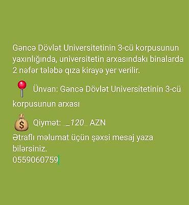 Gəncə Dövlət Universitetinin 3-cü korpusuna yaxın, universitetin arxa lalafo.az -da Gəncə Dövlət Universitetinin 3-cü korpusuna yaxın, universitetin arxa