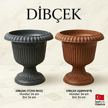Bitkilər üçün dibçəklər: Dibcek – Türkiyə istehsalı keyfiyyətli gül əkən qab Bağ, balkon, həyət — 1