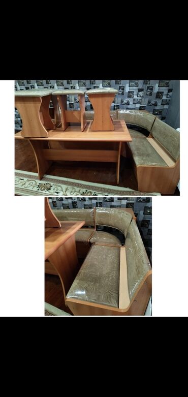 Мебель: Для кухни, Б/у, Нераскладной, Прямоугольный стол, 4 стула, Азербайджан