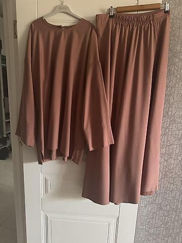 tunikler: Qadın dəst – oversize tunika və ətək - Rəng: toz-çəhrayı/terracotta — 1