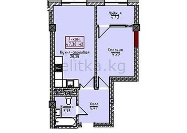 Продажа квартир: 1 комната, 48 м², Элитка, 12 этаж, Готовая ПСО (под самоотделку) — 12