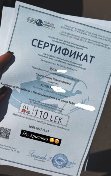 runx alex: Продам сертификат с номером - 01KG 110LEK
На машине не был