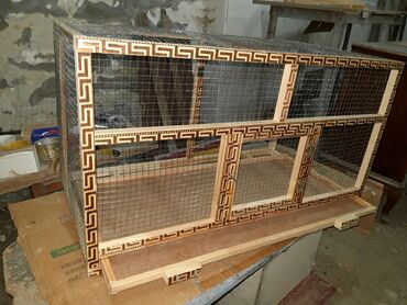 Qəfəslər: Taxta quş qəfəsi – ikixanalı model Xüsusiyyətlər: - Material: təbii — 10