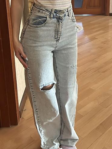 armani jeans: Qadınlar üçün hündürbel jeans şalvar. Geniş kəsim (straight/relaxed — 1