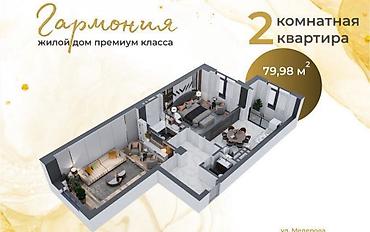 2 комнаты, 80 м², Вефа ТЦ Элитка, 12 этаж, ПСО (под самоотделку)