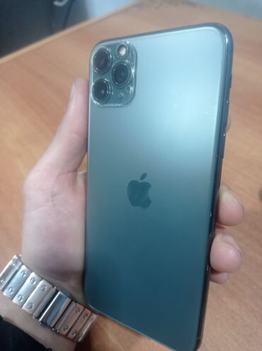 кабура: IPhone 11 Pro Max, 64 ГБ, Matte Midnight Green, Битый, Беспроводная зарядка, Face ID