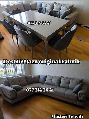 Masa və oturacaq dəstləri: Masa və 6 stul dəsti – Xmd • Komplekt: 1 yemək masası + 6 ədəd stul — 132