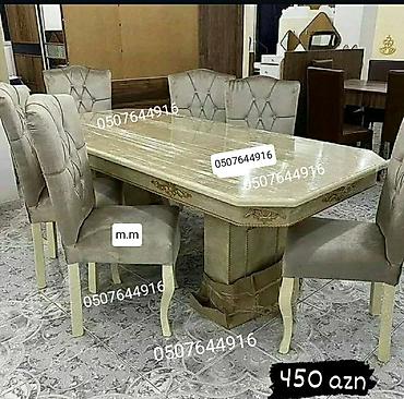 tek stolar: Qonaq otağı üçün, Yeni, Açılmayan, Dördbucaq masa, 6 stul — 1