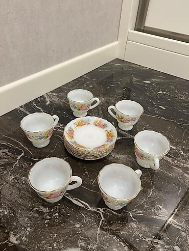cay: Çay dəsti, rəng - Ağ, Farfor — 6