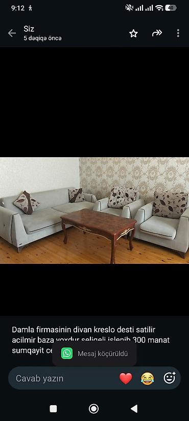 Damla firmasinin divan kreslo desti satilir acilmir baza yoxdur lalafo.az -da Damla firmasinin divan kreslo desti satilir acilmir baza yoxdur