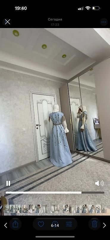 Вечерние платья: Платье в пол - Цвет: нежно-голубой. - Силуэт: расклешённая юбка — 6