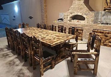 stul (koja): Bağ üçün masa və oturacaqlarıMaterial: Sam ağacı Masa ölçüsü: 3 m × 1 — 1