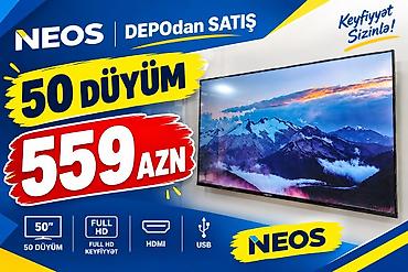 ve box: NEOS 50 düymlük Full HD televizor - Ekran ölçüsü: 50" - Çözünürlük — 1