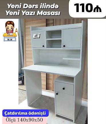 Yeni dərs ilinə uyğun funksional yazı masası. - Rəng: ağ - Üst
