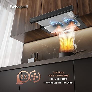 вытяжки кухонные: Weissgauff TEL 600 2M Black Glass — встраиваемая телескопическая — 4