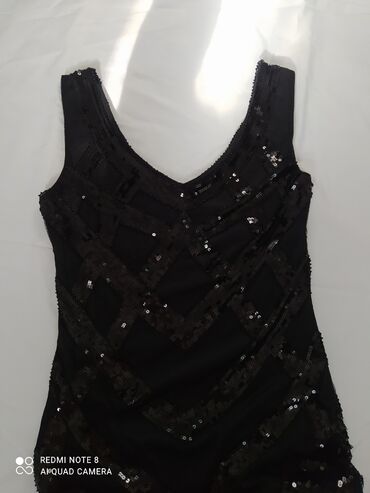 черное короткое платье: Вечернее платье, Короткая модель, Без рукавов, С пайетками, S (EU 36), M (EU 38)