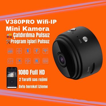 Videoreqistrator: 👉V380 Pro 1080 Full HD Mini wifi kamera 👉Kamera batareya ile techiz