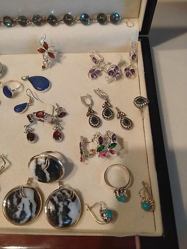 Серебряные наборы украшений: Серебро!!! Комплекты с натуральными камнями. Комплект с белым — 3