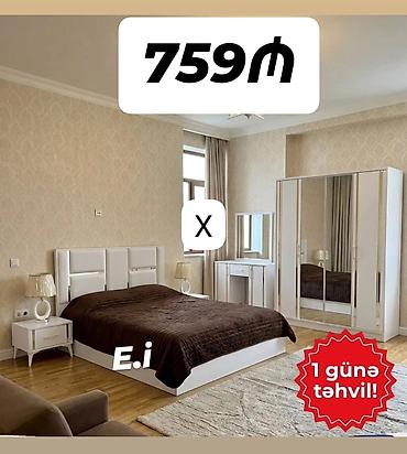 masa taxta: Yataq otağı dəsti – 759₼ Komplekt: - Çarpayı (yumşaq başlıqla) - 2 — 1