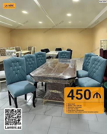 Məhsul: Masa dəsti (Kod: 3354) Tərkib: - 1 ədəd yemək masası - 6 ədəd