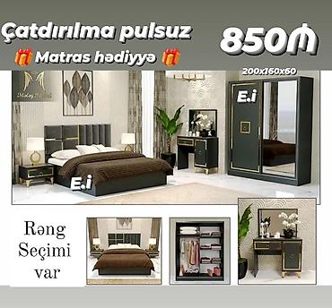 tum: Yataq otağı dəsti – modern dizayn, qara-qızılı detallarla Dəst — 1