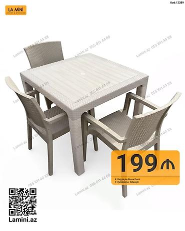 bağ ucun cətir: Bağ üçün masa dəsti – 4 nəfərlik - Tərkib: 1 kvadrat masa + 4 ədəd — 1