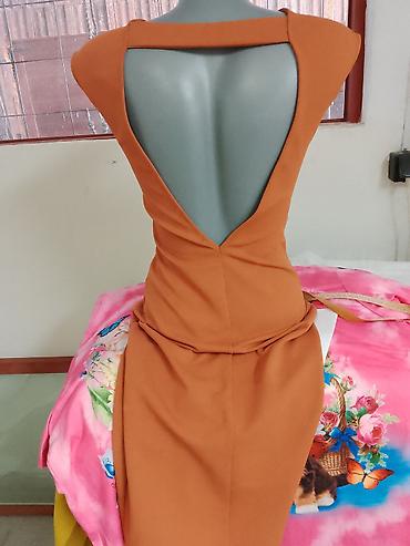 tn pertle: ZARA WOMAN elegantna haljina bez rukava u toploj terakota/narandžastoj — 2