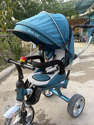 мото зонтик: Детский trike-велосипед с родительской ручкой и капюшоном Anti-UV — 3
