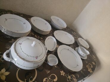 qab qaşiq: Nahar dəsti, rəng - Ağ, Farfor