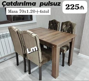 madeyra mebel stol stul: Məhsul: Yemək masası dəsti Tərkib: - 1 ədəd masa - 4 ədəd stul Ölçü — 1