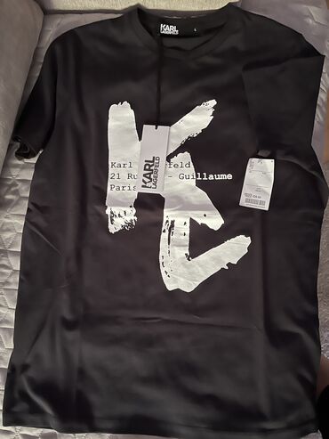 farmerice c: Men's T-shirt Karl Lagerfeld, L (EU 40), bоја - Tamnoplava