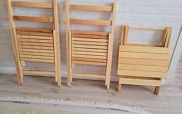 rumıniya mebeli: Taxta qatlanan bağ dəsti – 1 masa + 2 stul - Material: təbii ağac — 2
