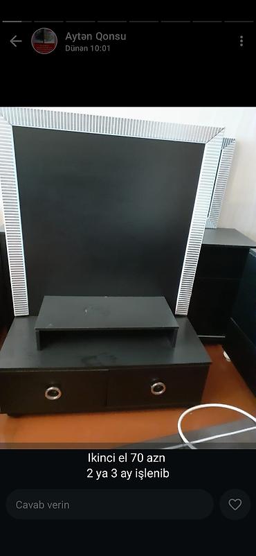 guzgulu kamot: TV stendi və güzgülü panel dəsti - Rəng: qara, kənarlarda zolaqlı — 1