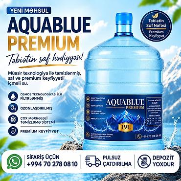 ucuz su cənləri: Aquablue Premium – 19 litrlik bidon içməli su 4.80 Azn - Müasir — 2