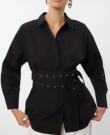 koynəylər: 👕 Qara kəmərli oversize qadın köynəyi – ikili kəmər modeli {40dan 48 — 1