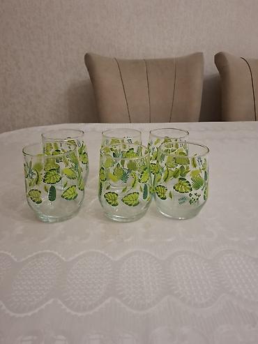 Stəkanlar, rəng - Yaşıl, Şüşə, 6 ədədli dəst, 250 ml