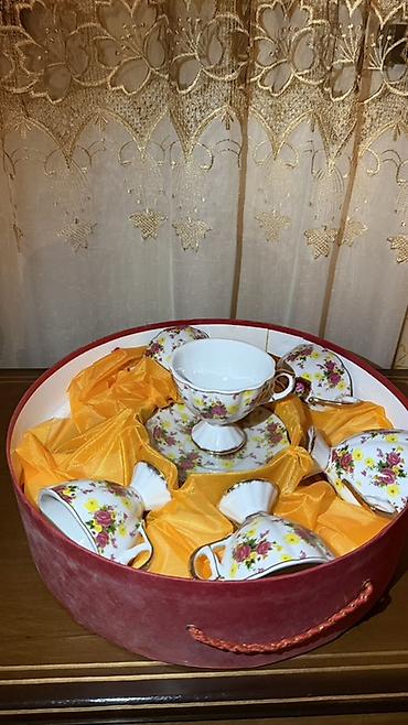 qizil güller: Çay dəsti, rəng - Ağ, Farfor, 6 nəfərlik — 1