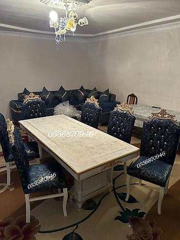 ders masa: Qonaq otağı üçün, Yeni, Açılmayan, Oval masa, 6 stul — 7