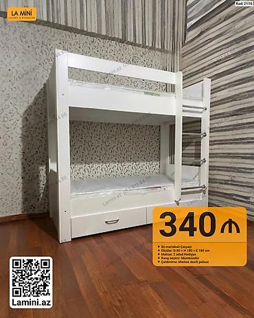 İki mərtəbəli çarpayı - Ölçülər: D 80 × H 180 × E 180 sm - Matras: 2