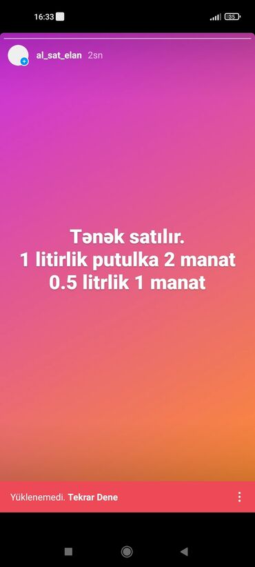 kardon satisi: Tənək satılır özüm bağlamışam.soraba deyil.təzə yarpaq kimi dadı var.1