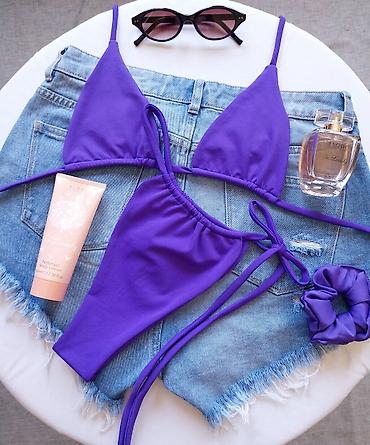 mini torbica: Dvodelni kupaći kostimi – neon pink i ljubičasti - Model: bikini sa — 4