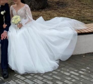 Свадебные платья: Свадебное платье, M, Со шлейфом, А-силуэт, Россия, Камни Swarovski, Б/у — 16