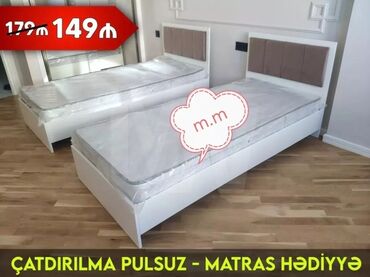 Çarpayılar: Yeni, Təknəfərlik çarpayı, Bazalı, Matras ilə, Siyirməsiz, Azərbaycan — 5